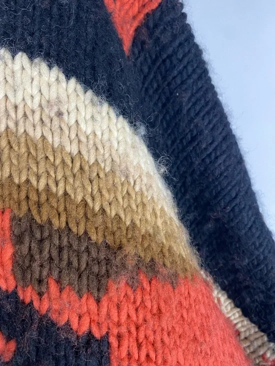 Vintage Ralph Lauren Wool Poncho Cape Southwestern Aztec Hand Knit Fringe . - Picture 7 of 10